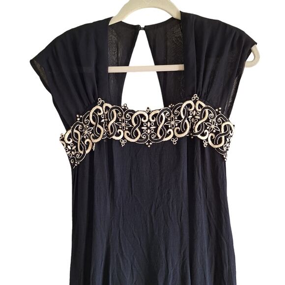 Vintage CL Carole Little Black Formal Dress w Ivory Detail - Picture 2 of 7